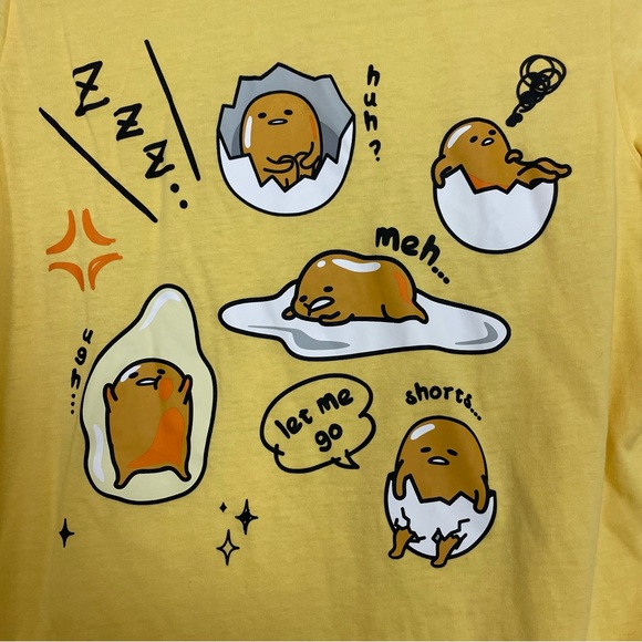 Gudetama by Sanrio T-Shirt Yellow Japanese Graphic Tee Crew Neck Women Medium - Picture 8 of 9